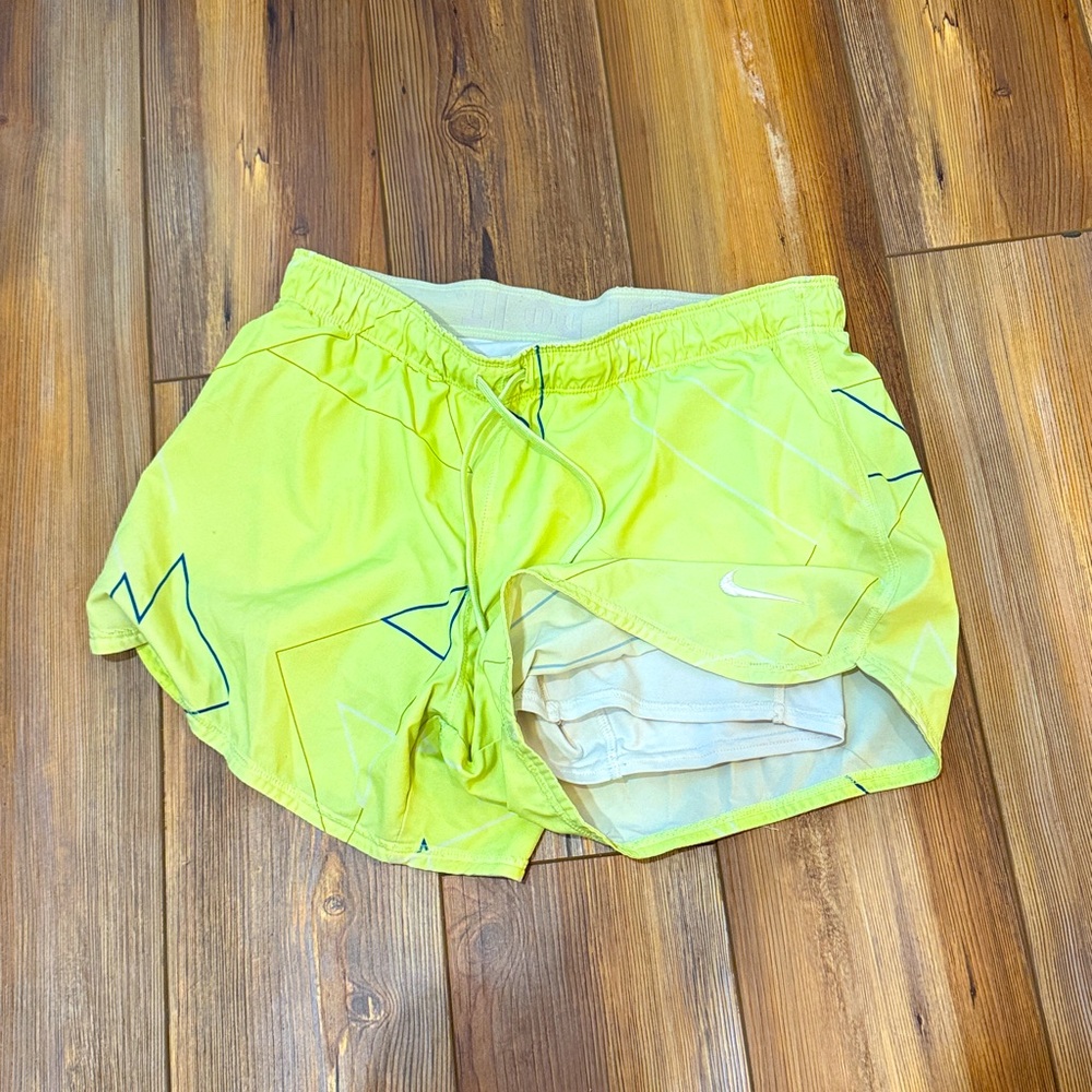 Nike Women's Dri-Fit 2-in-1 Athletic Shorts with Spandex - Yellow